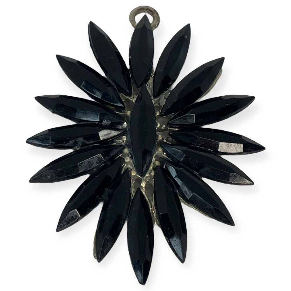 Vintage Black Flower Pendant Statement Brooch Gothic‎ Victorian Style Jewelry